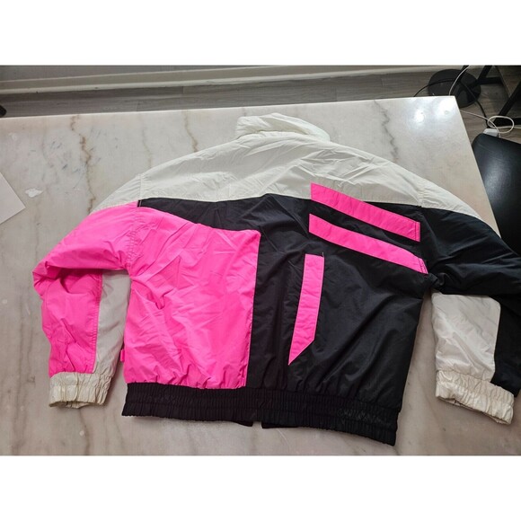 U&I Sport Colorblock Windbreaker Jacket, Black, Pink & White, Lightweight, Sz M - Picture 2 of 16